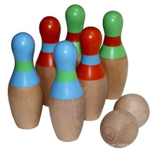 mini wooden bowling set toy